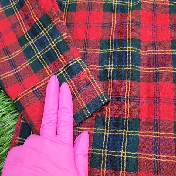 Adams-Row Country Wool Plaid Button Shirt Medium 21x28 Baggy Flannel - Picture 3 of 15